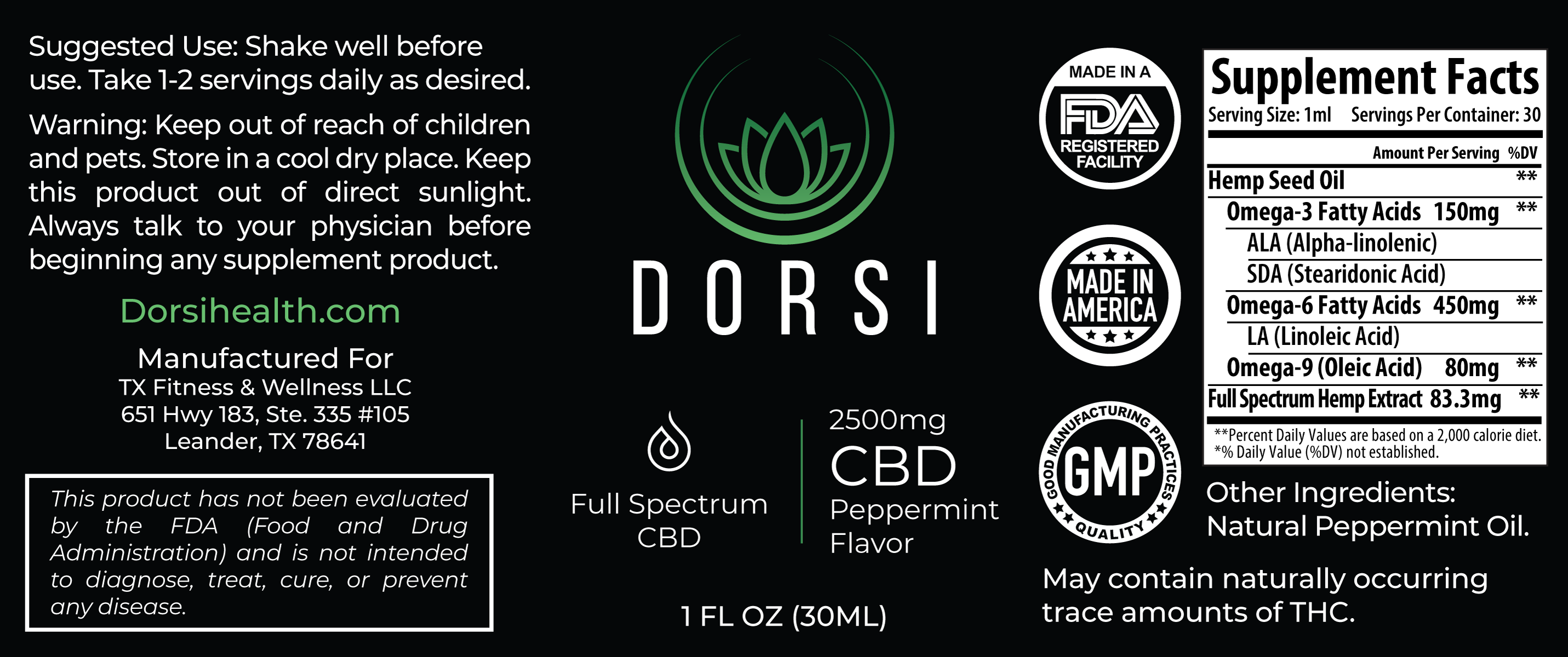 2500 MG Full Spectrum CBD Oil Tincture